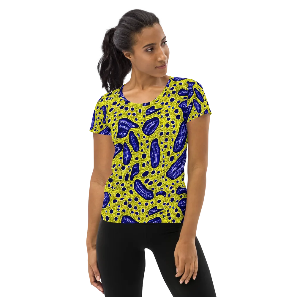 Cobalt Cellscape on Women's Athletic T-Shirt — Front