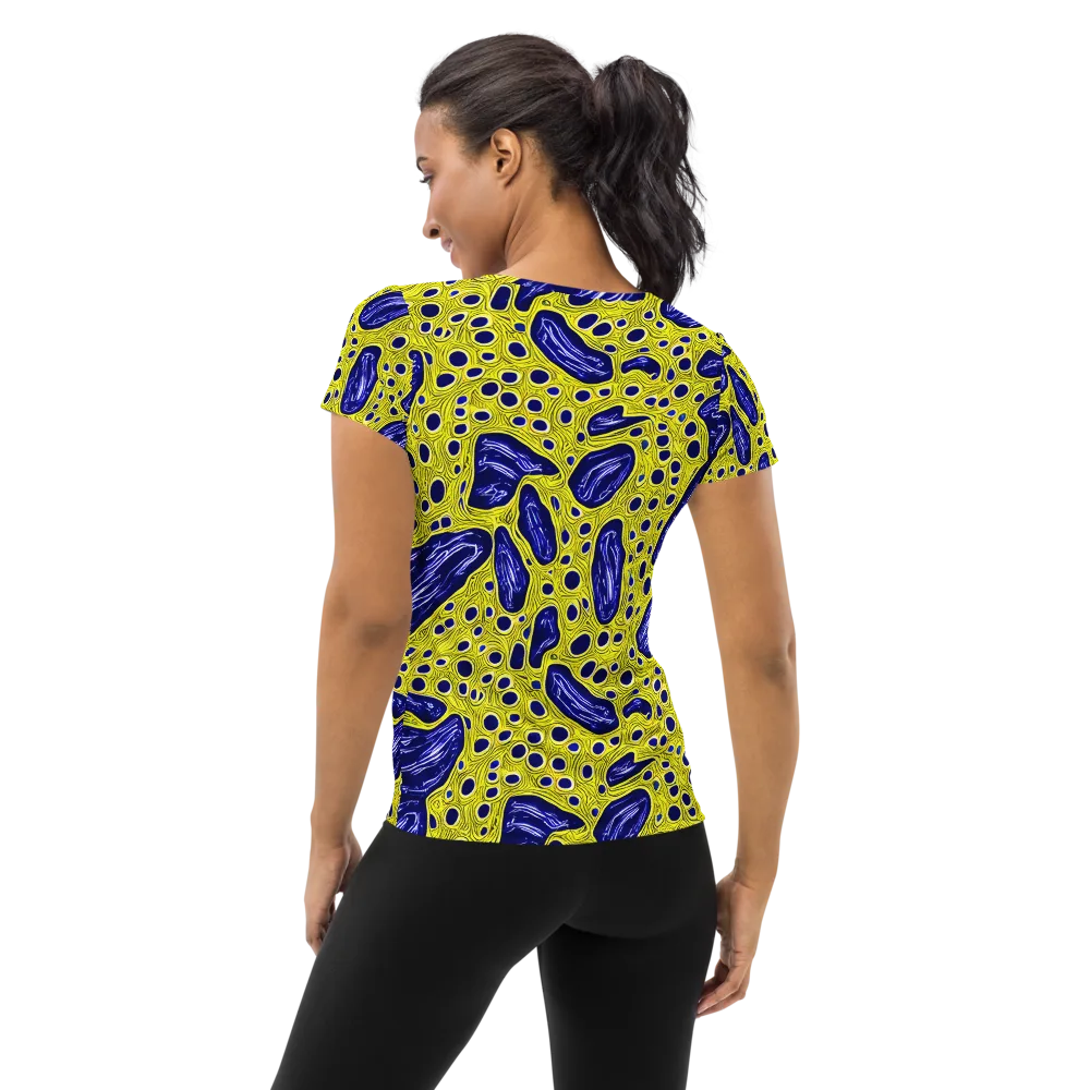 Cobalt Cellscape on Women's Athletic T-Shirt — Back