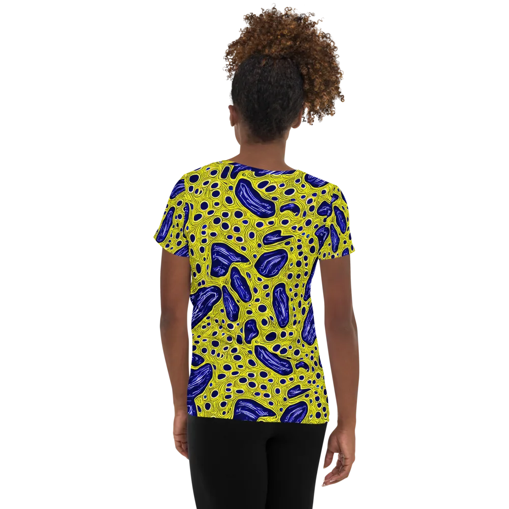Cobalt Cellscape on Women's Athletic T-Shirt — Back