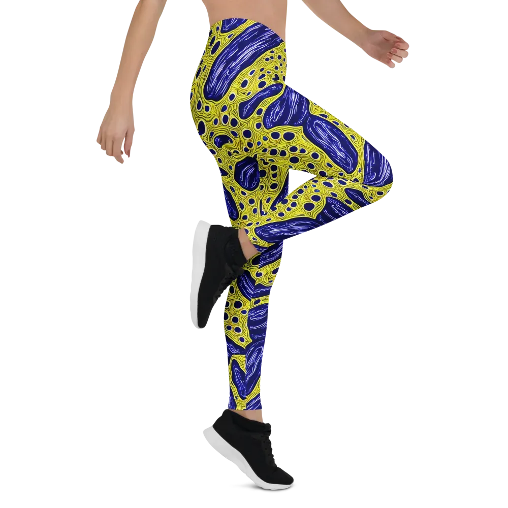 Cobalt Cellscape on Leggings — Right