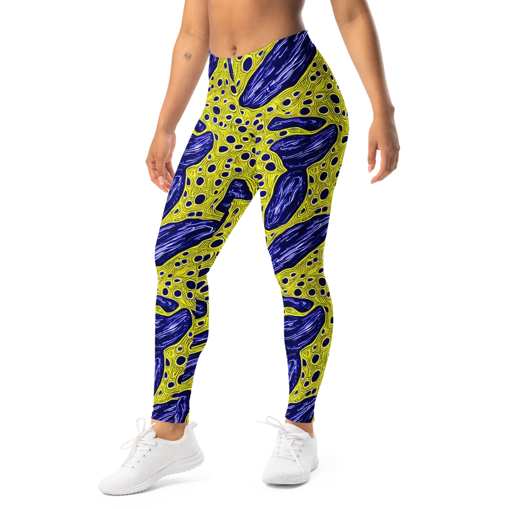 Cobalt Cellscape on Leggings — Left Front