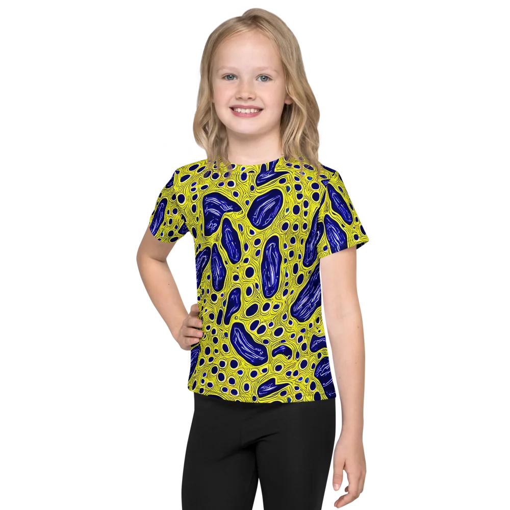 Cobalt Cellscape on Kids Crew Neck T-Shirt — Front