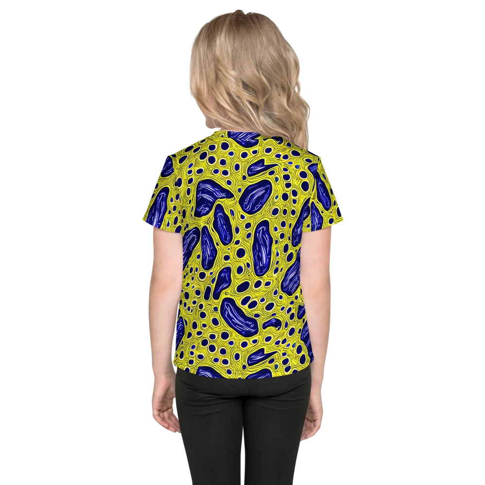 Cobalt Cellscape on Kids Crew Neck T-Shirt — Back