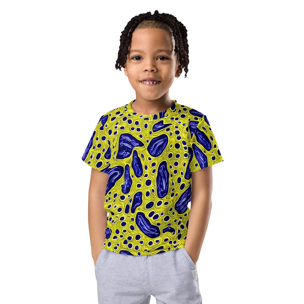 Cobalt Cellscape on Kids Crew Neck T-Shirt — Front