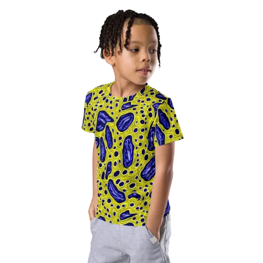 Cobalt Cellscape on a Kids Crew Neck T-Shirt