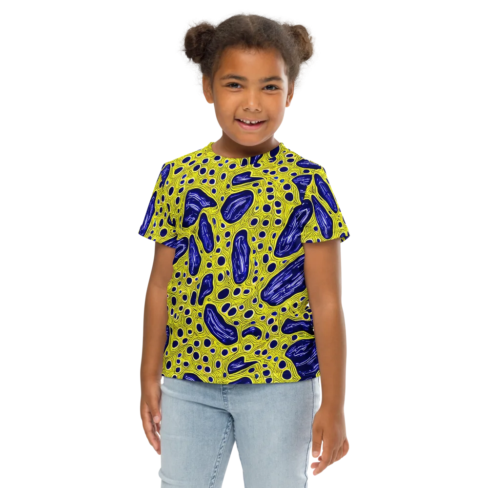 Cobalt Cellscape on Kids Crew Neck T-Shirt — Front