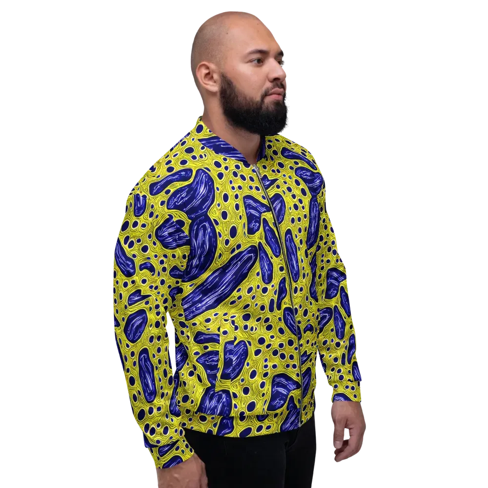 Cobalt Cellscape on Bomber Jacket — Right