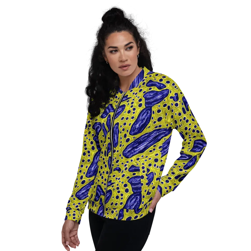 Cobalt Cellscape on Bomber Jacket — Left