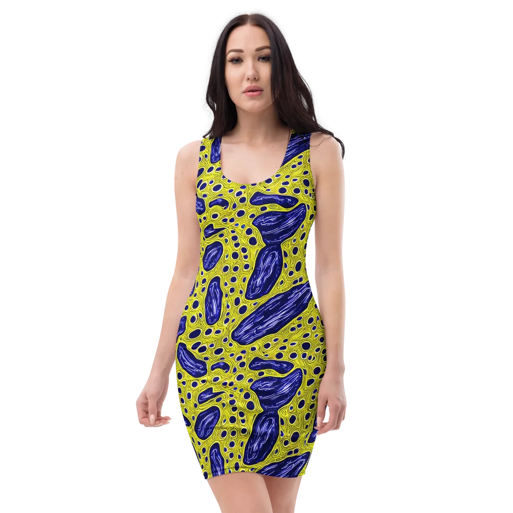Cobalt Cellscape on Bodycon Dress — Front