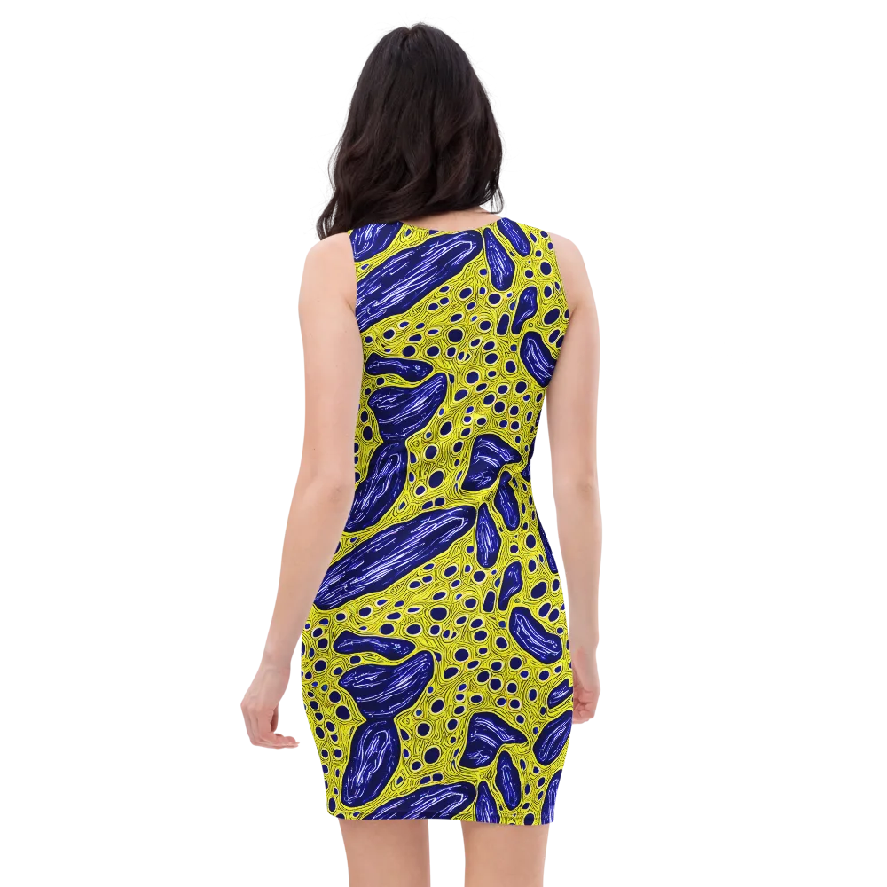 Cobalt Cellscape on Bodycon Dress — Back