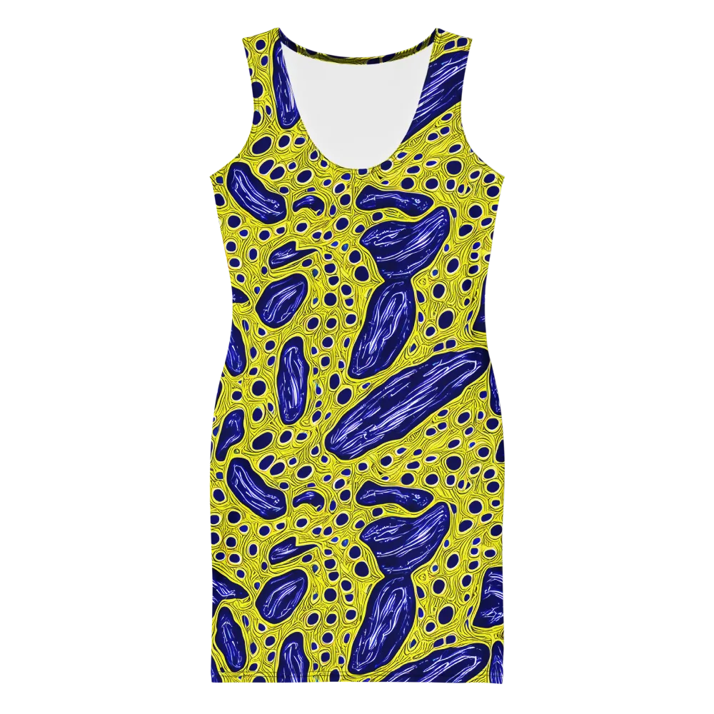 Cobalt Cellscape on Bodycon Dress — Front