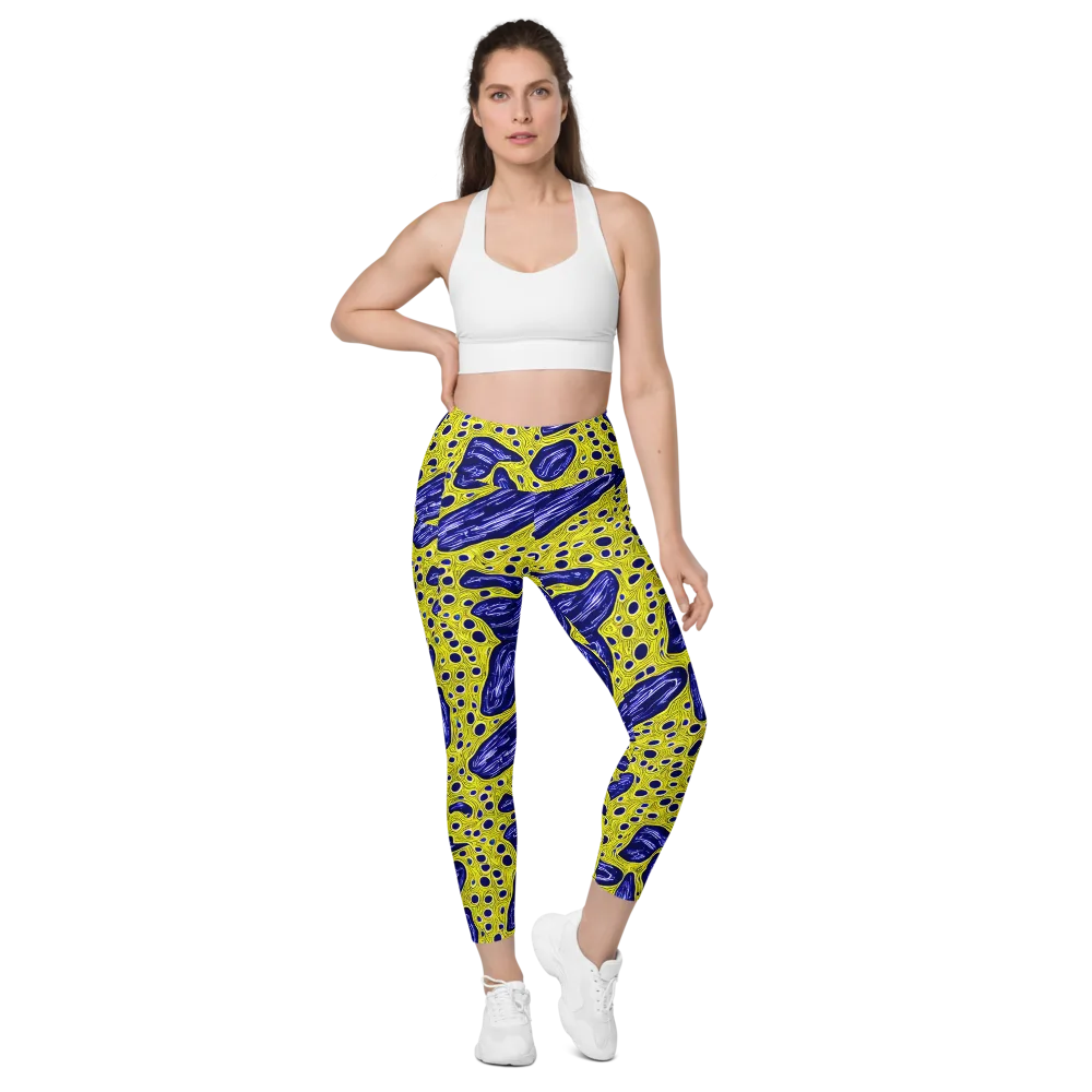Cobalt Cellscape on Leggings with Pockets — Front