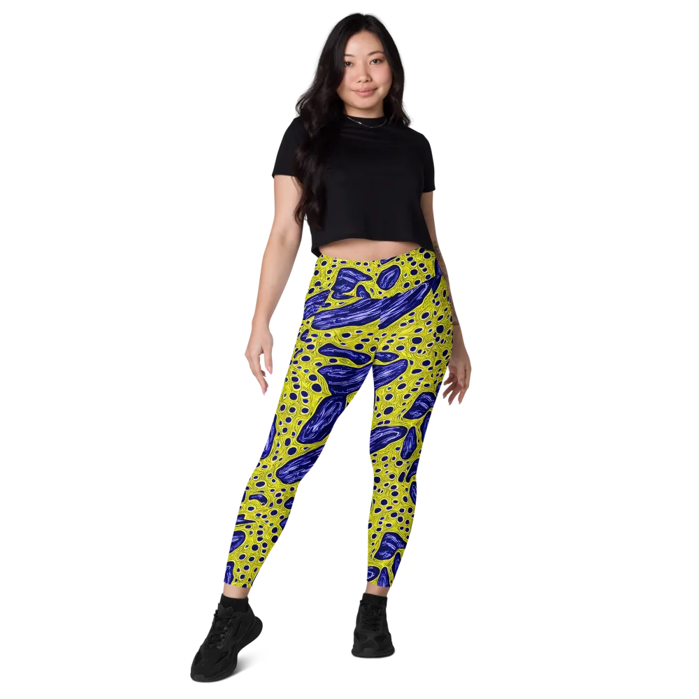 Cobalt Cellscape on Leggings with Pockets — Front