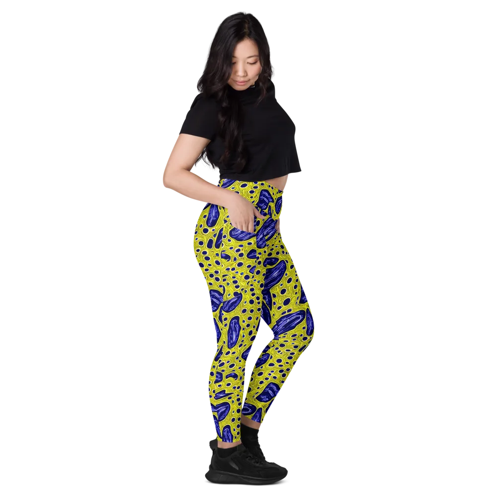 Cobalt Cellscape on Leggings with Pockets — Right