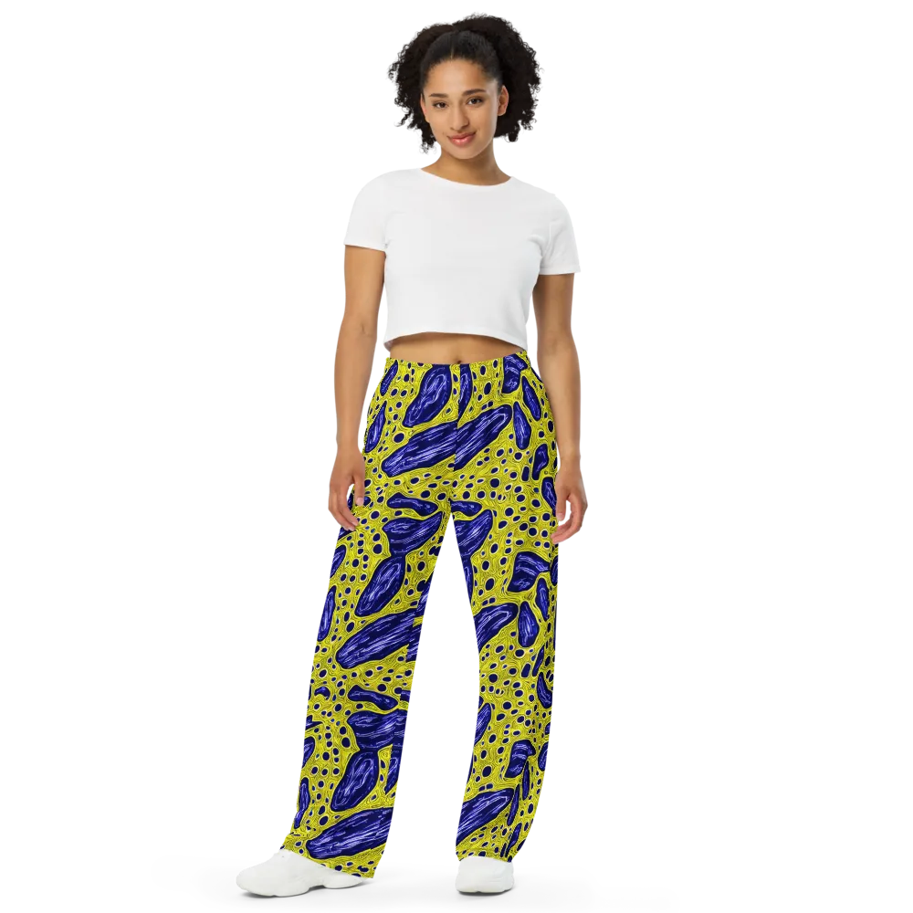 Cobalt Cellscape on Wide-Leg Pants — Front