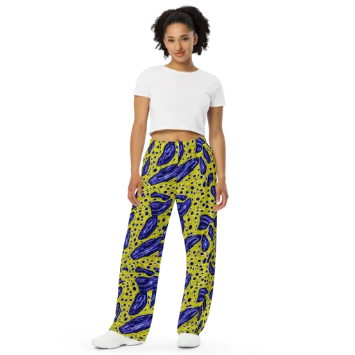 Cobalt Cellscape on a Wide-Leg Pants