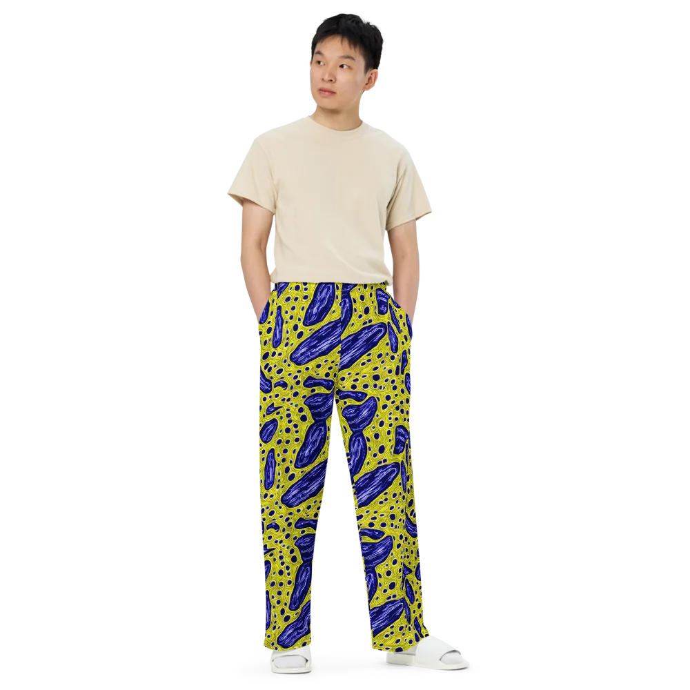 Cobalt Cellscape on Wide-Leg Pants — Front