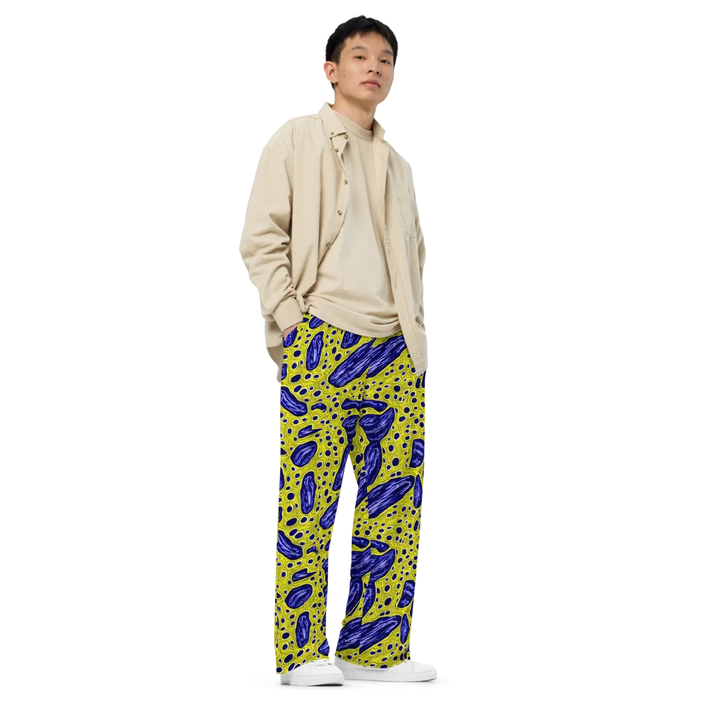 Cobalt Cellscape on Wide-Leg Pants — Right Front