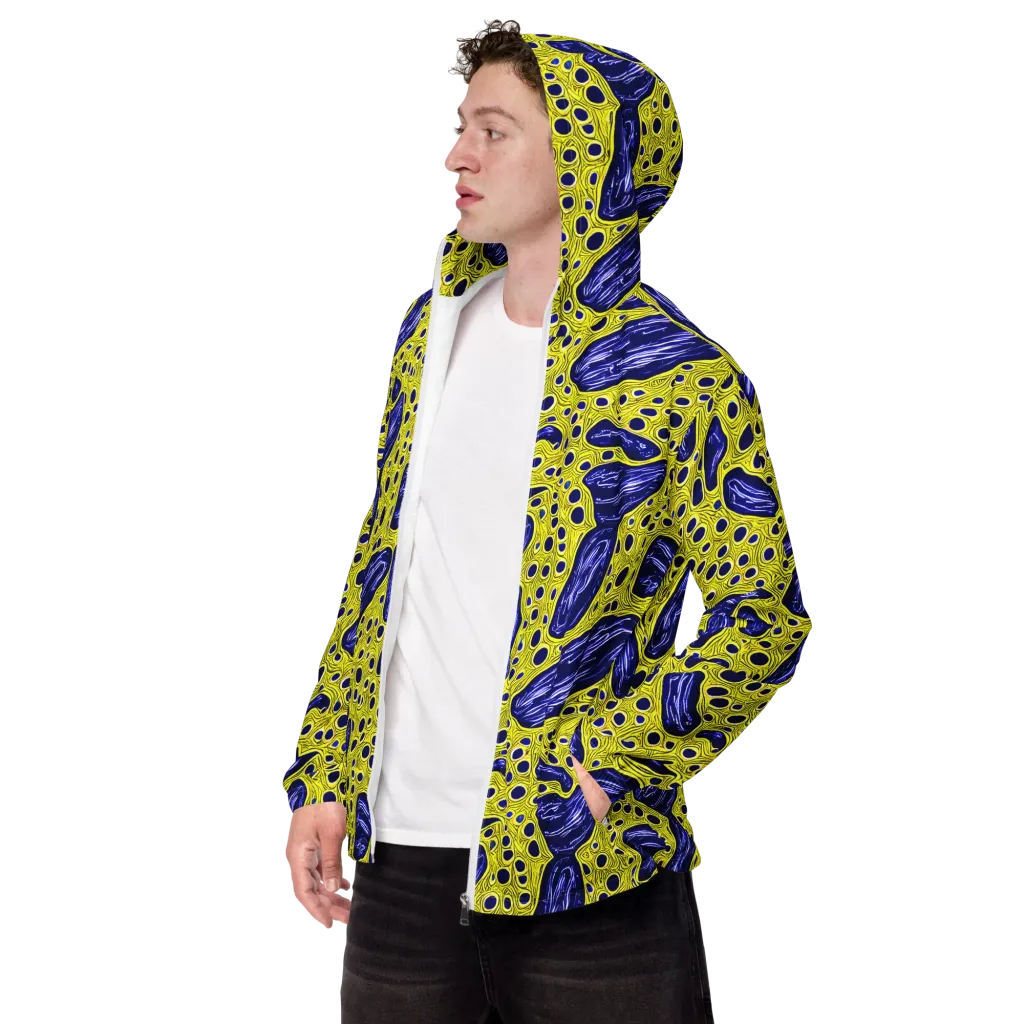 Cobalt Cellscape on Men's Windbreaker — Left Front