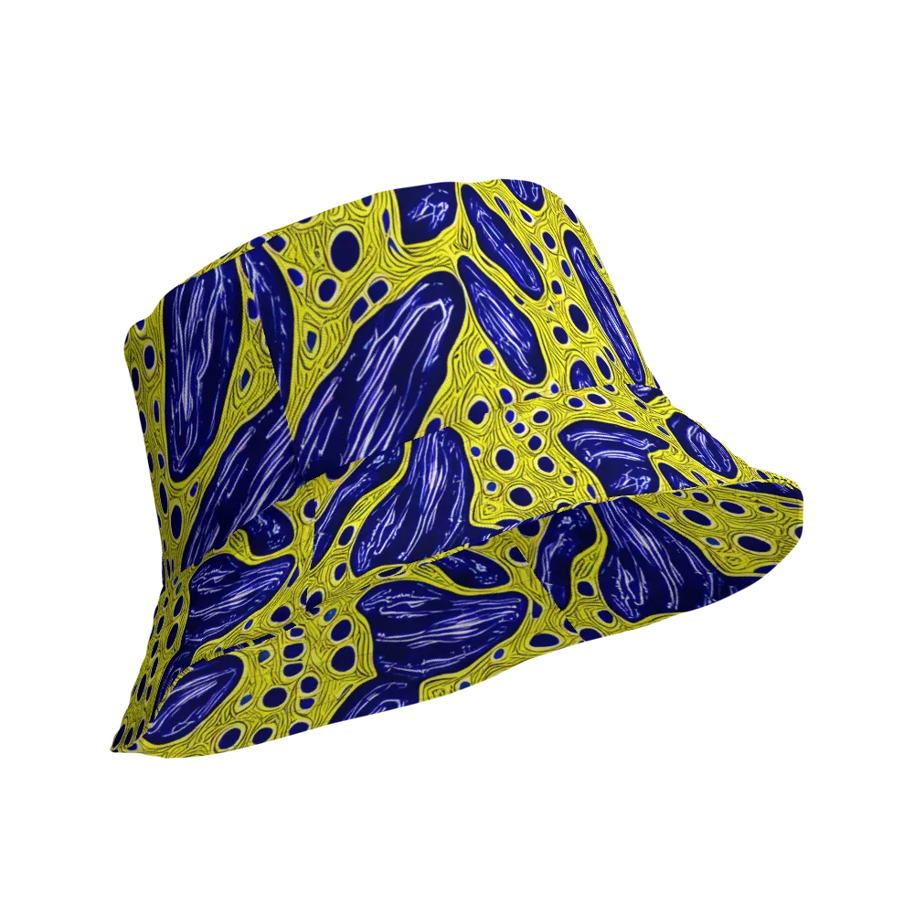 Cobalt Cellscape on Reversible Bucket Hat — Product details Outside