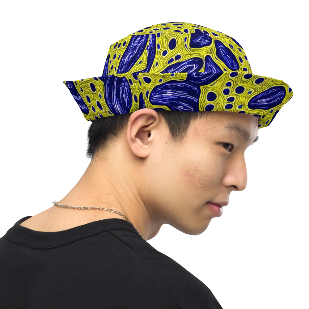 Cobalt Cellscape on Reversible Bucket Hat — Right Outside