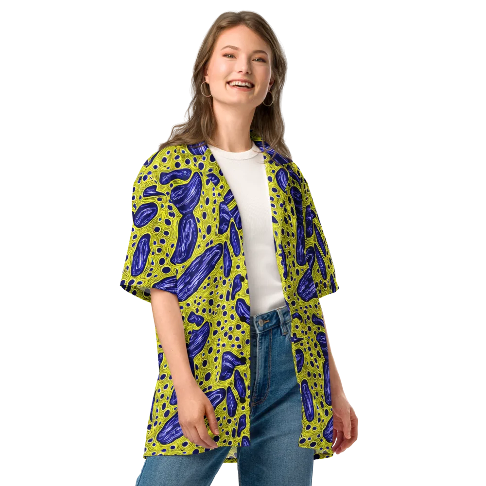 Cobalt Cellscape on Button Shirt — Front