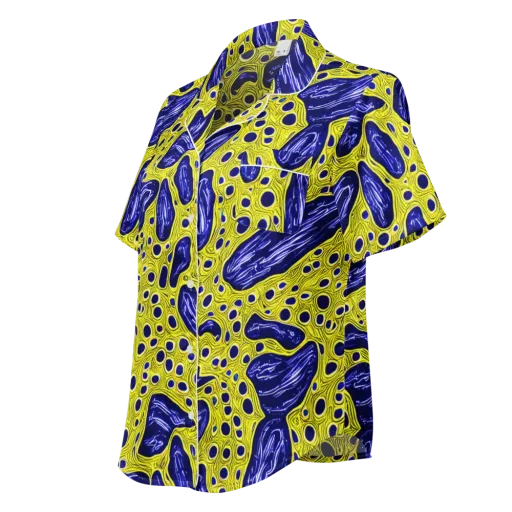Cobalt Cellscape on a Women's Short Sleeve Pajama Top