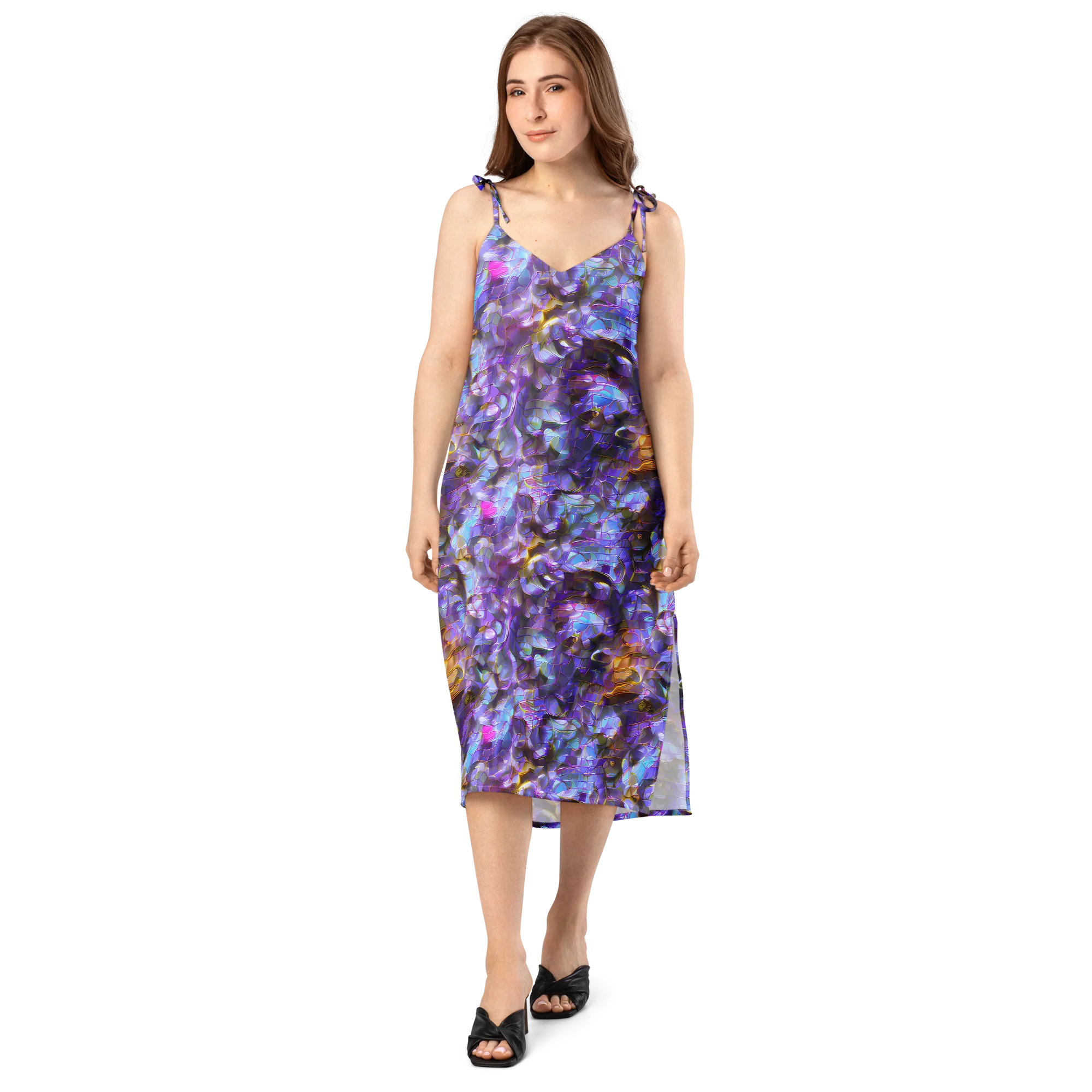 Prismatic Velvet on Slip Dress — Front