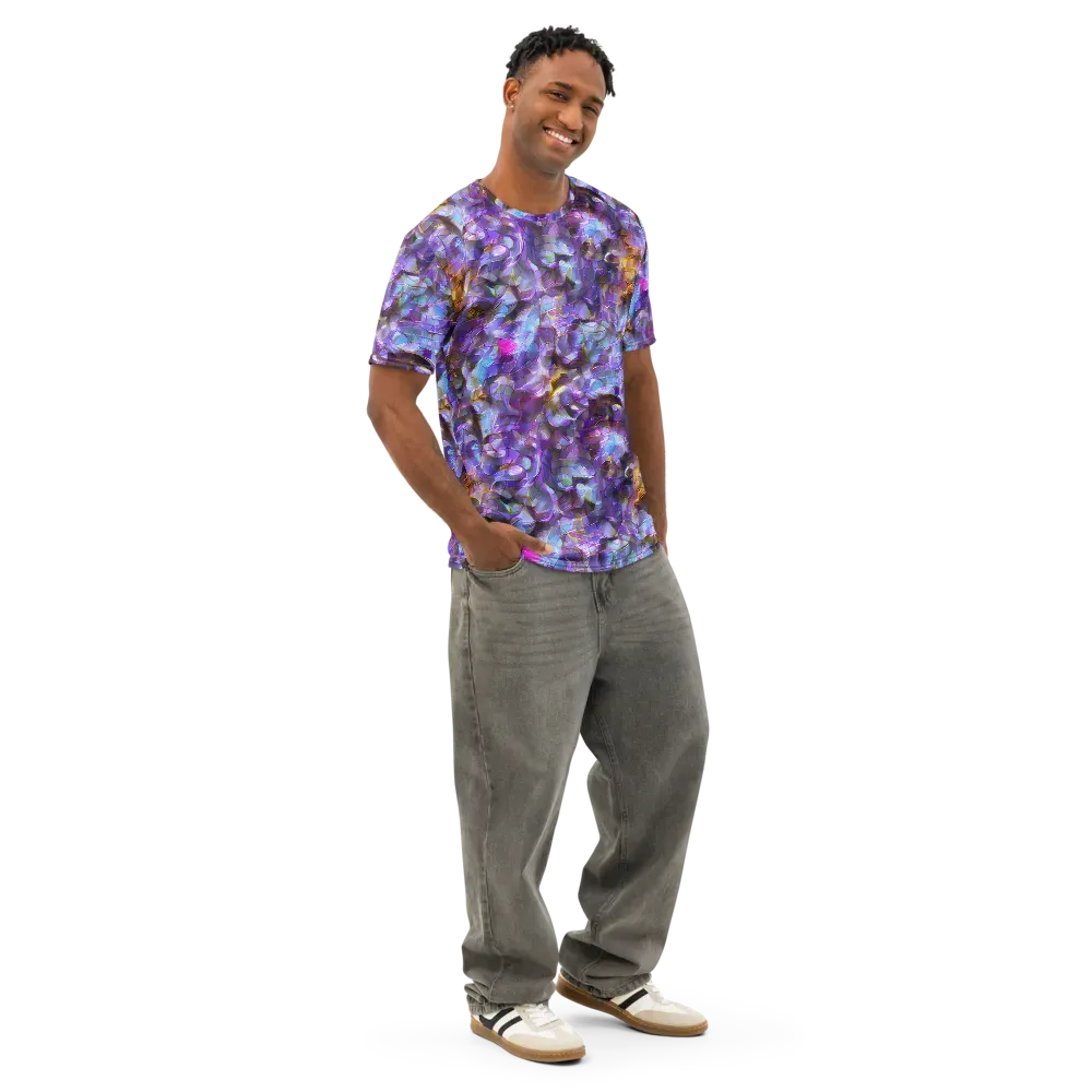 Prismatic Velvet on Men's Cotton Crew Neck T-Shirt — Right Front