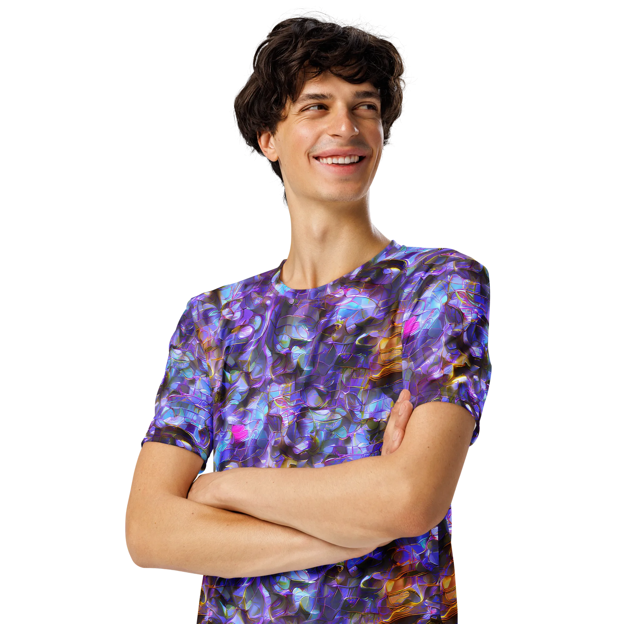 Prismatic Velvet on Men's Crew Neck T-Shirt — Left Front