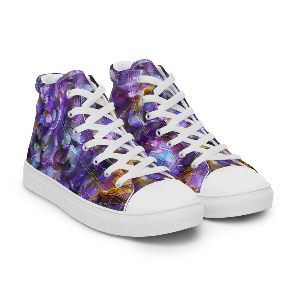 Prismatic Velvet on Men's High Top Canvas Shoes — Right Front