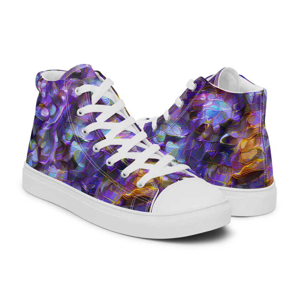 Prismatic Velvet on Men's High Top Canvas Shoes — Right