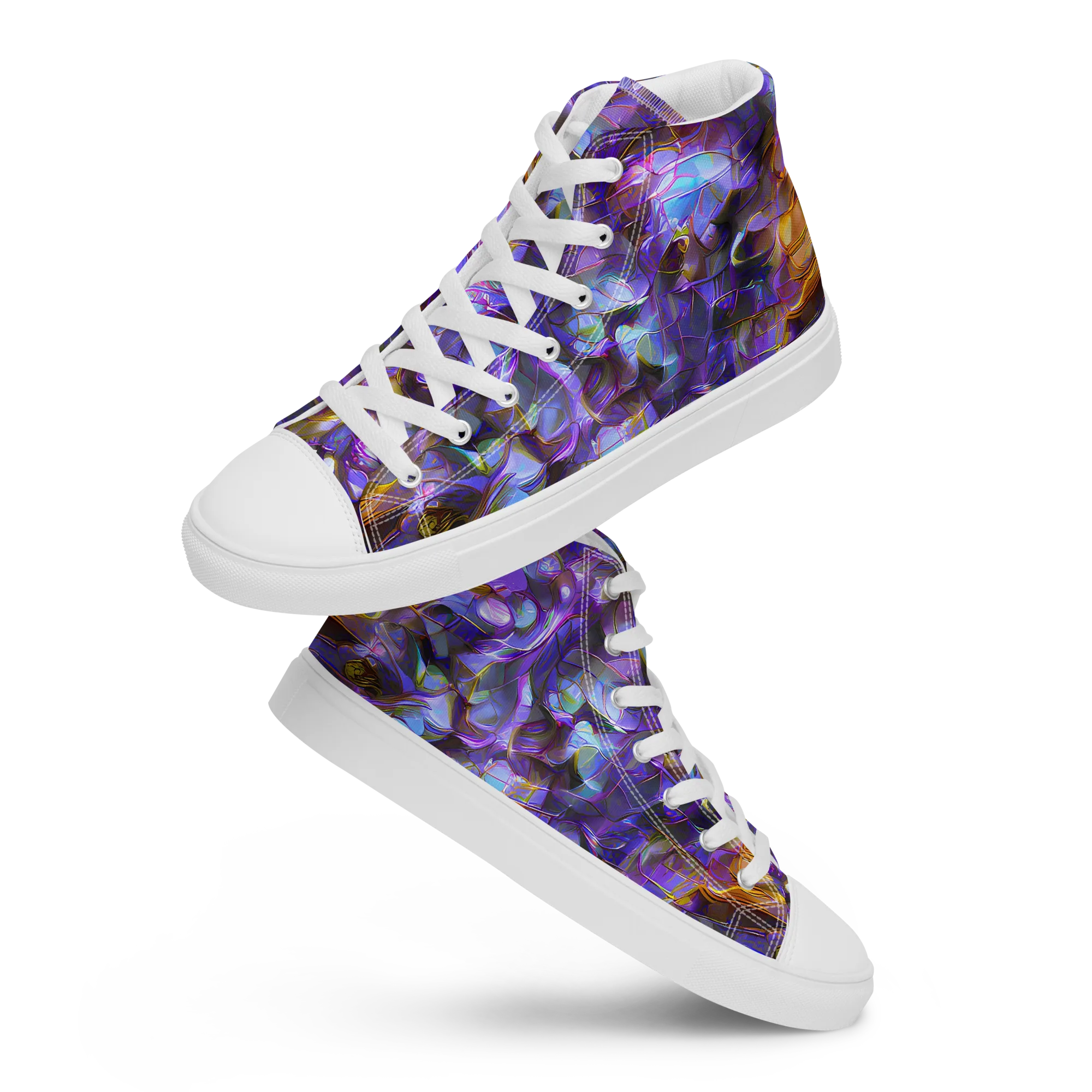 Prismatic Velvet on Men's High Top Canvas Shoes — Front