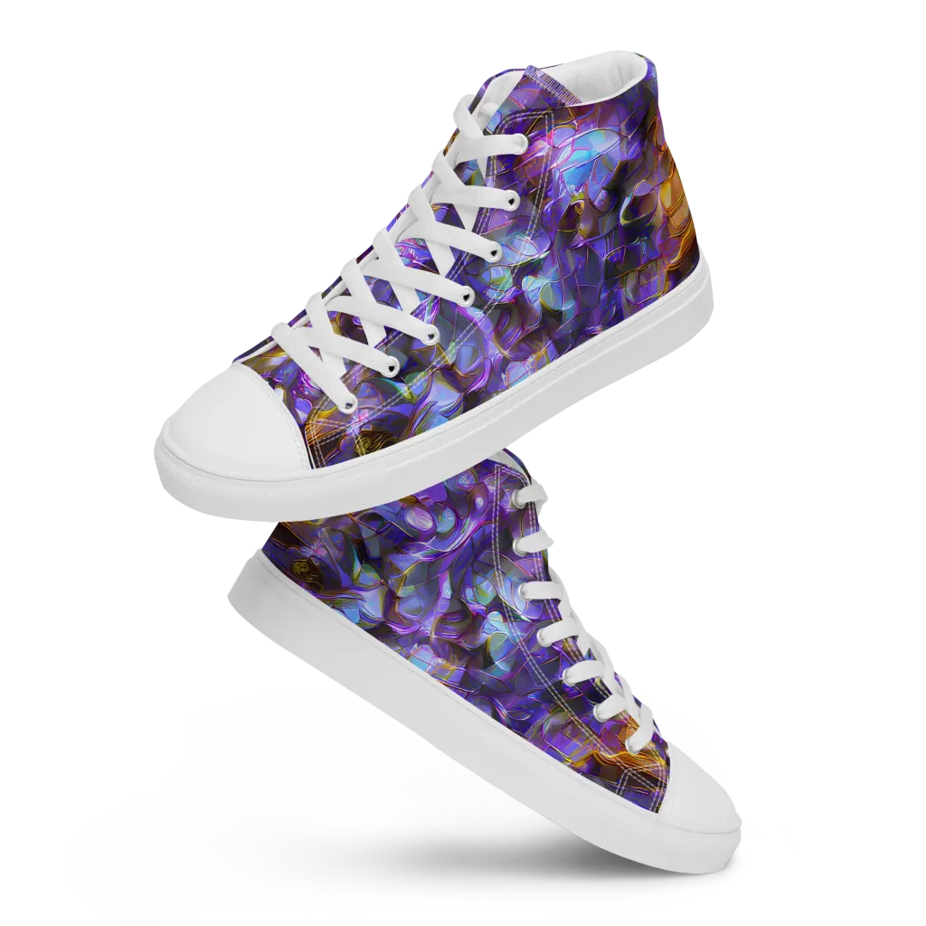Prismatic Velvet on Men's High Top Canvas Shoes — Front