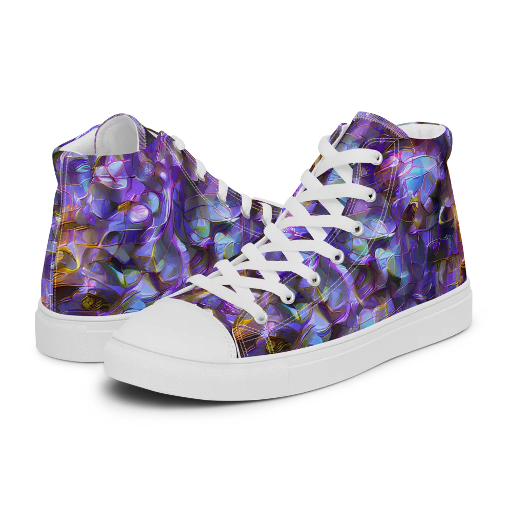 Prismatic Velvet on Women's High Top Canvas Shoes — Left