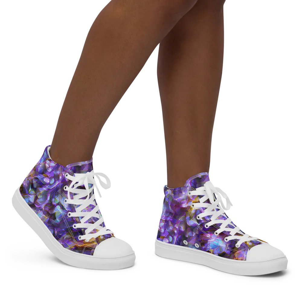 Prismatic Velvet on Women's High Top Canvas Shoes — Right