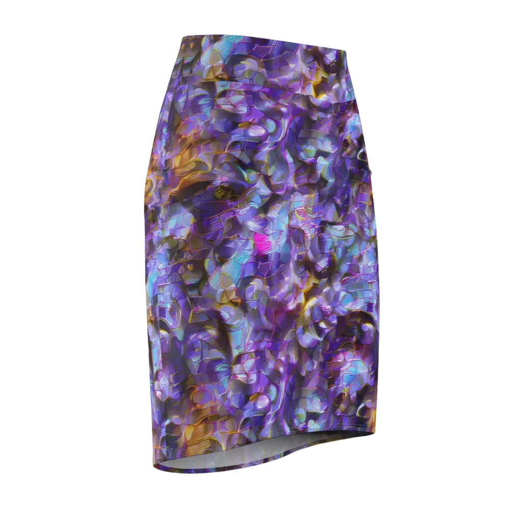Prismatic Velvet on Pencil Skirt — Front Side