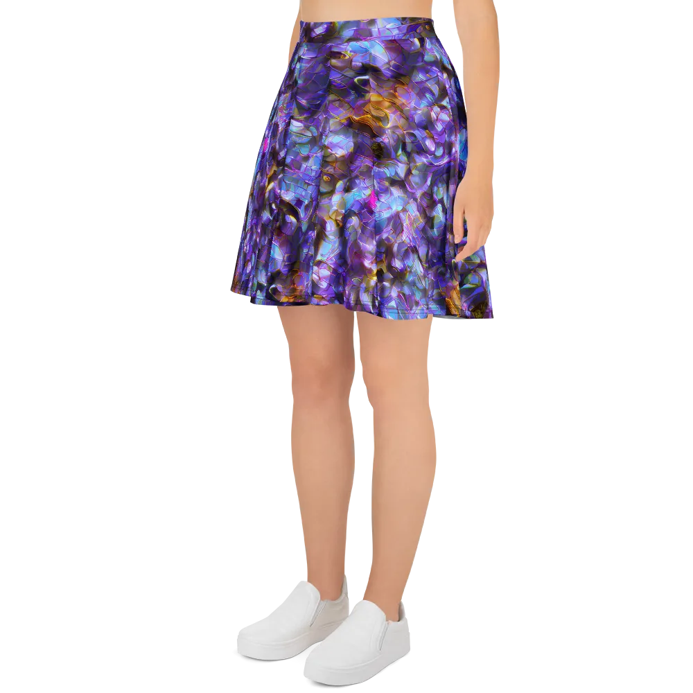 Prismatic Velvet on Skater Skirt — Left