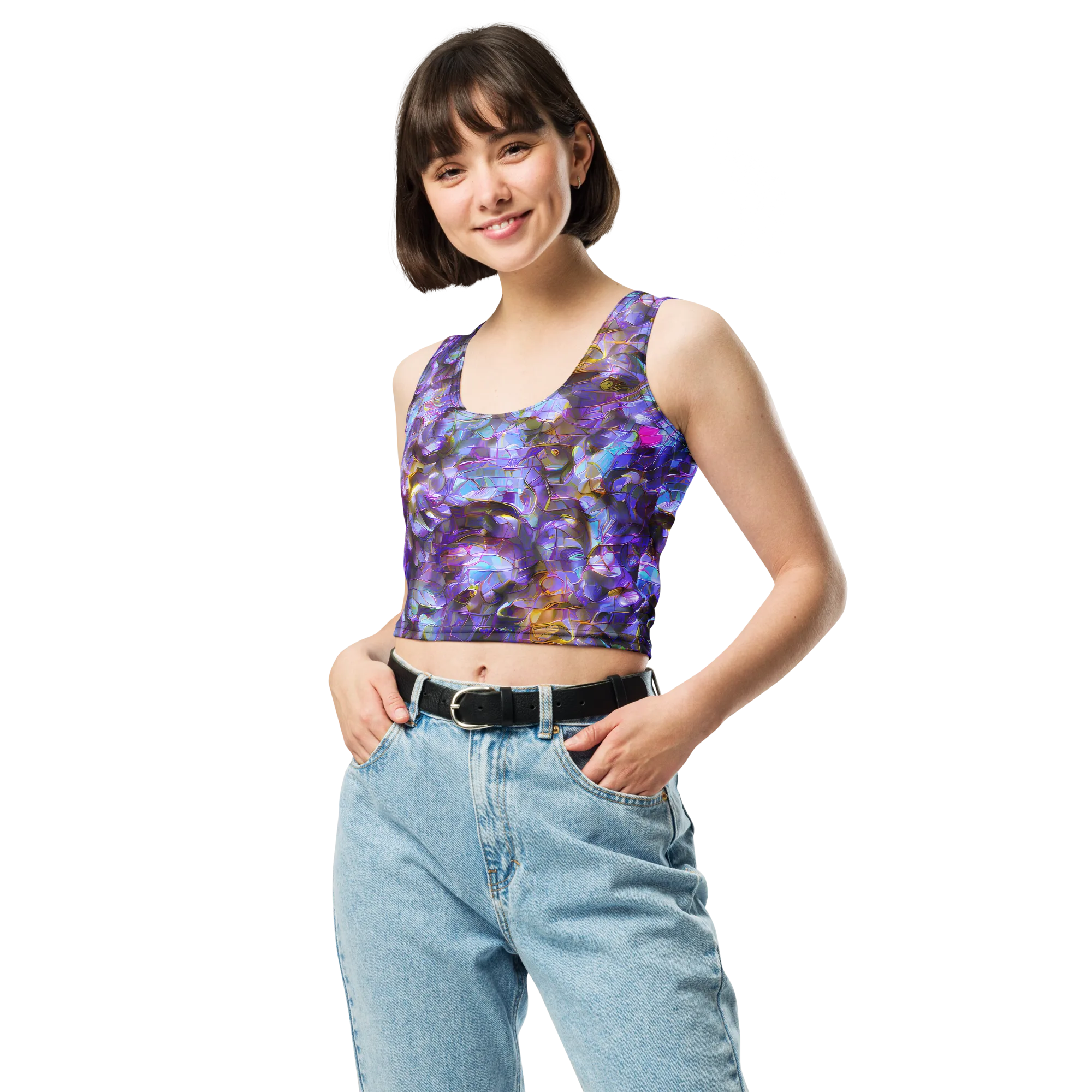 Prismatic Velvet on Crop Top — Front