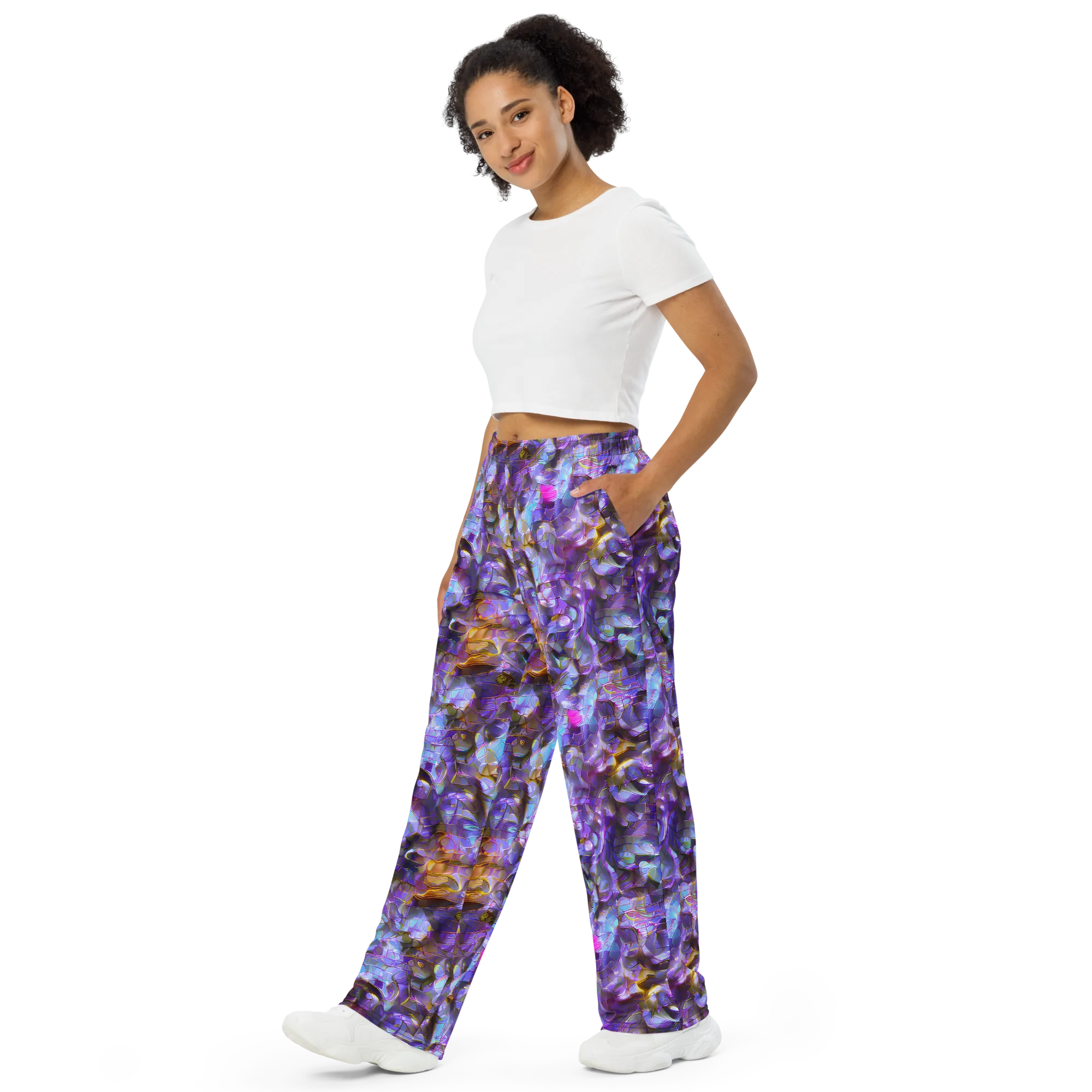 Prismatic Velvet on Wide-Leg Pants — Left Front