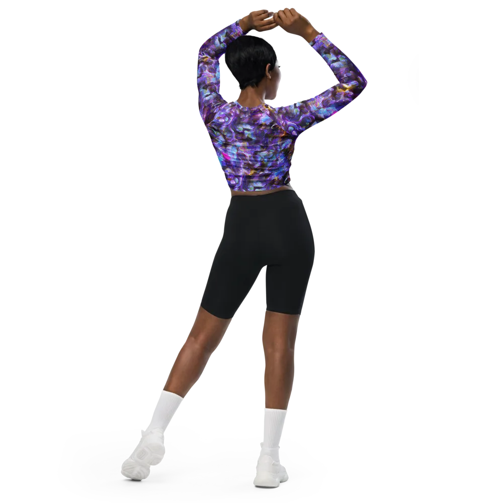Prismatic Velvet on Long Sleeve Crop Top — Back