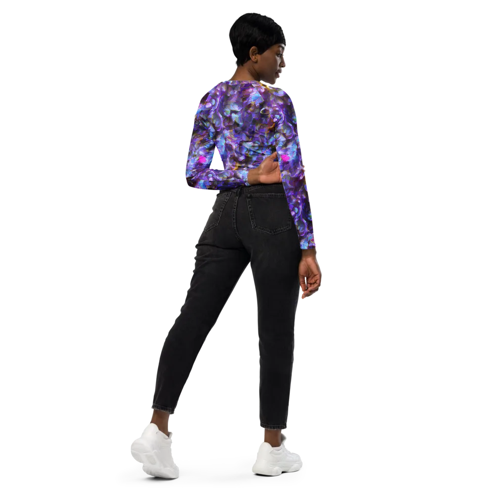 Prismatic Velvet on Long Sleeve Crop Top — Right Back