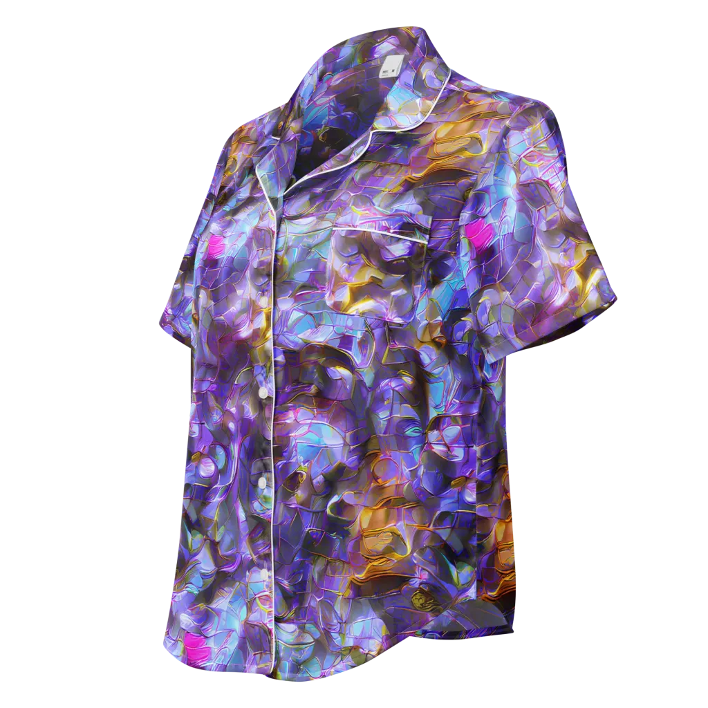 Prismatic Velvet on Women's Short Sleeve Pajama Top — Left Front