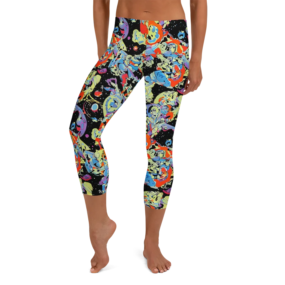 Blacklight Bones on Capri Leggings — Front