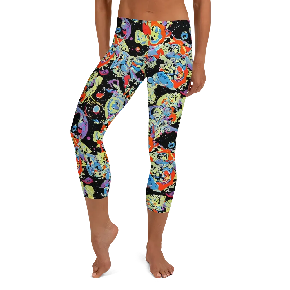 Blacklight Bones on Capri Leggings — Front