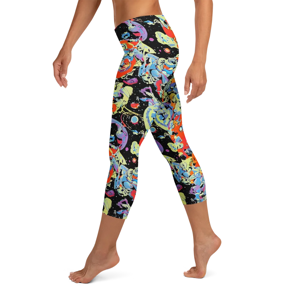 Blacklight Bones on Capri Leggings — Left