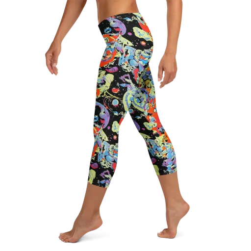 Blacklight Bones on a Capri Leggings