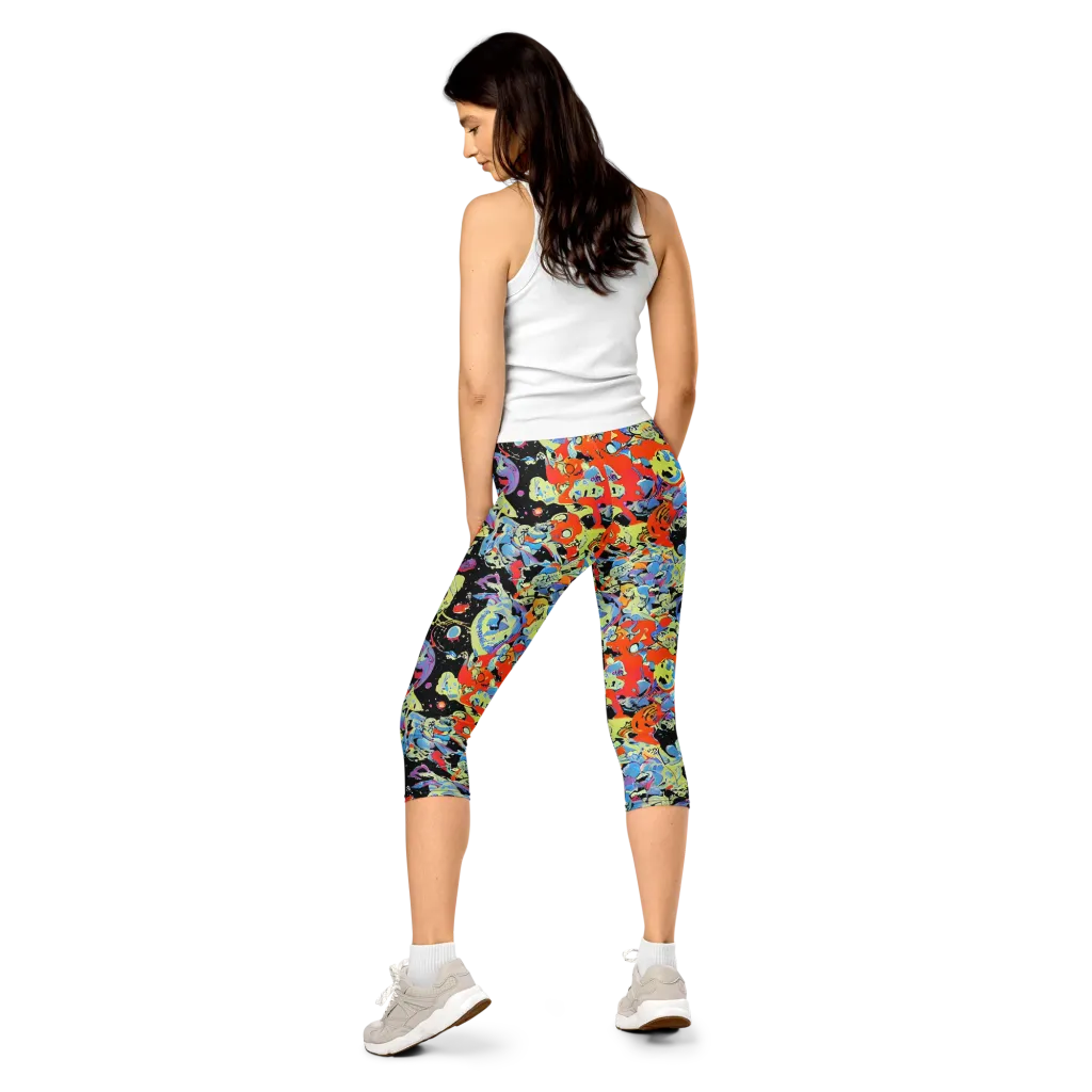 Blacklight Bones on Capri Leggings — Back