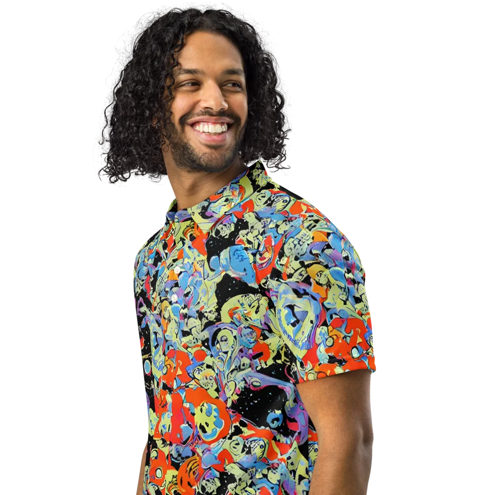 Blacklight Bones on Men's Slim Fit Polo Shirt — Left Front