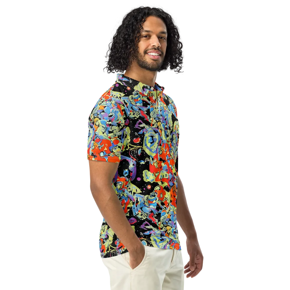 Blacklight Bones on Men's Slim Fit Polo Shirt — Right Front